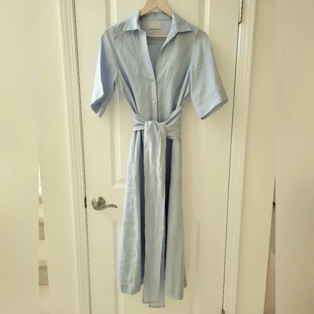 Redondo Frydman Solid Blue Linen Dress - Picture 11 of 11